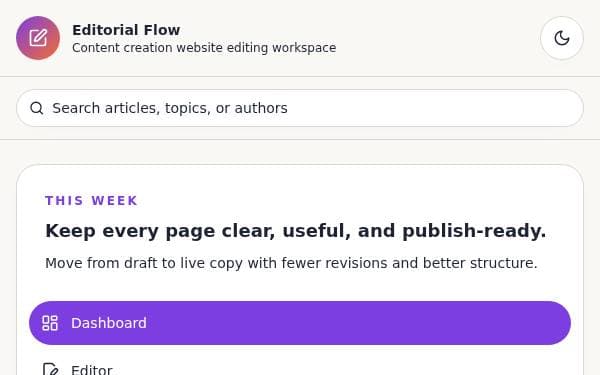 Screenshot of Editorial Flow