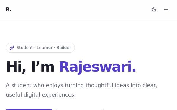 Screenshot of Rajeswari Portfolio