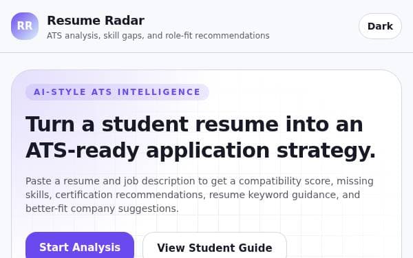 Screenshot of Resume Radar