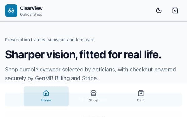 Screenshot of ClearView Optical