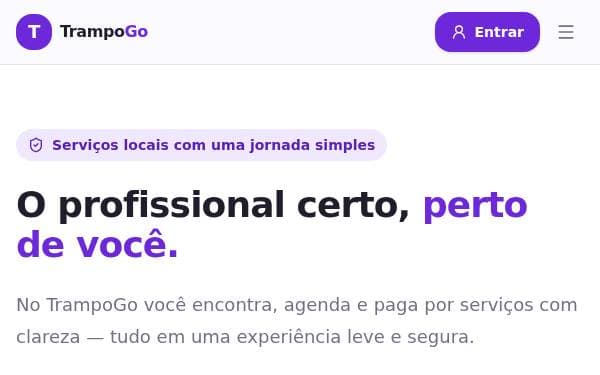 Screenshot of TrampoGo Service Marketplace