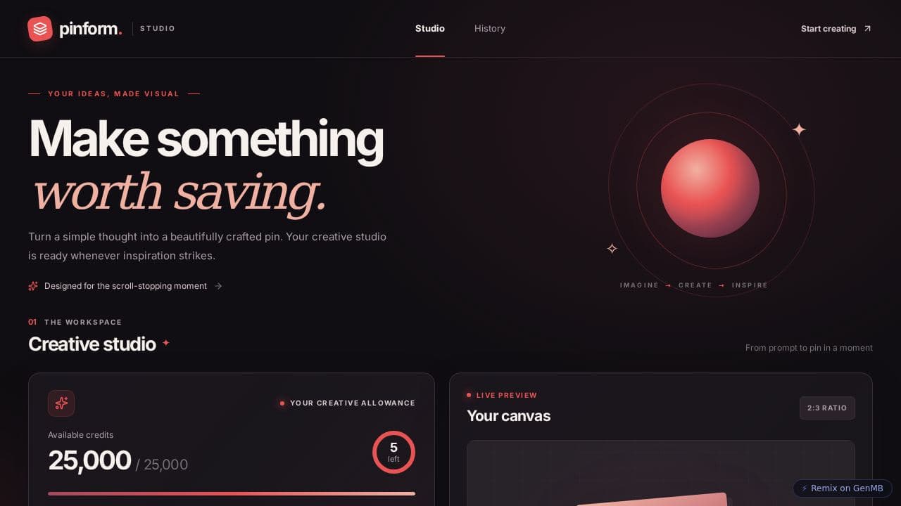 Screenshot of AI Pin Studio