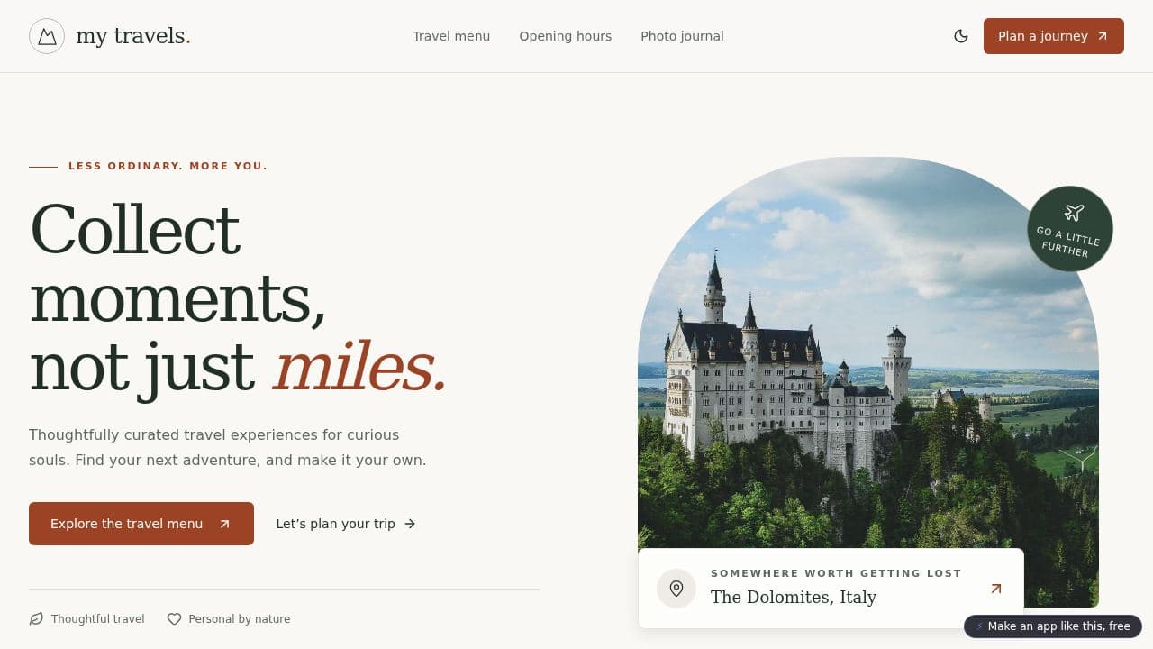 Screenshot of Travel Café Guide