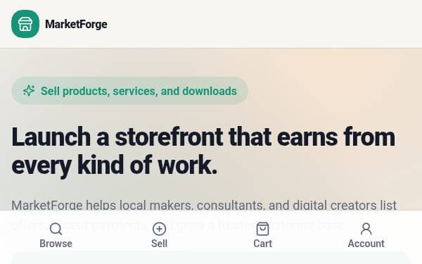 Screenshot of MarketForge