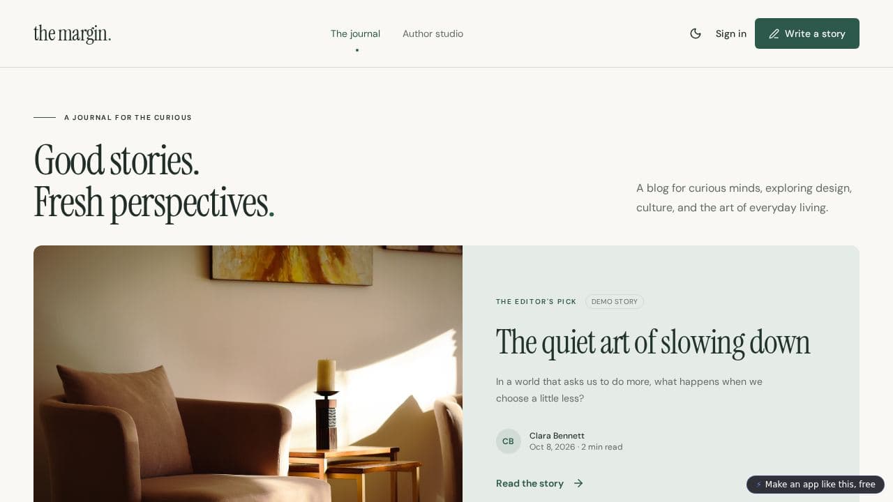 Screenshot of Blog Publishing Platform