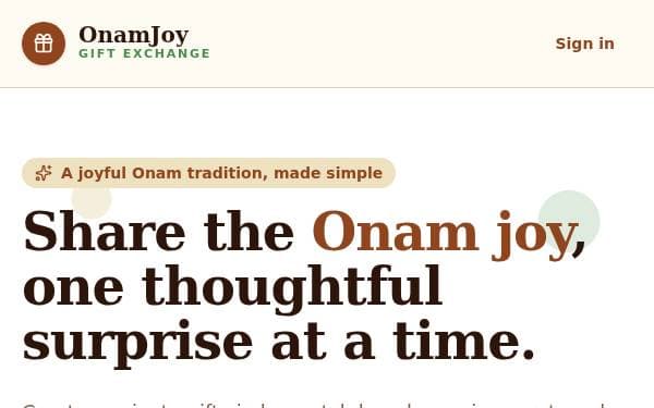 Screenshot of Onam Gift Exchange