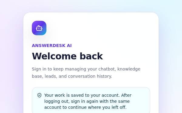 Screenshot of AnswerDesk AI