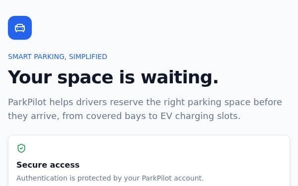 Screenshot of ParkPilot Booking