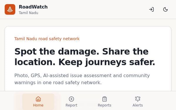 Screenshot of RoadWatch Tamil Nadu