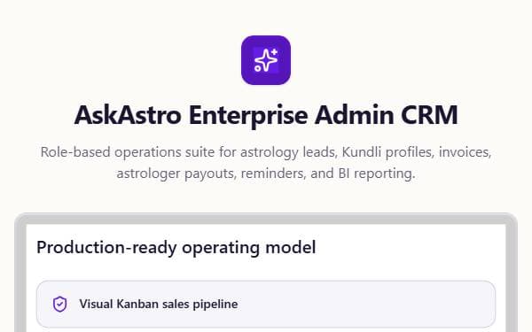 Screenshot of AskAstro Enterprise CRM