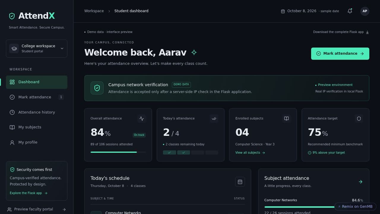 Screenshot of AttendX Attendance Manager