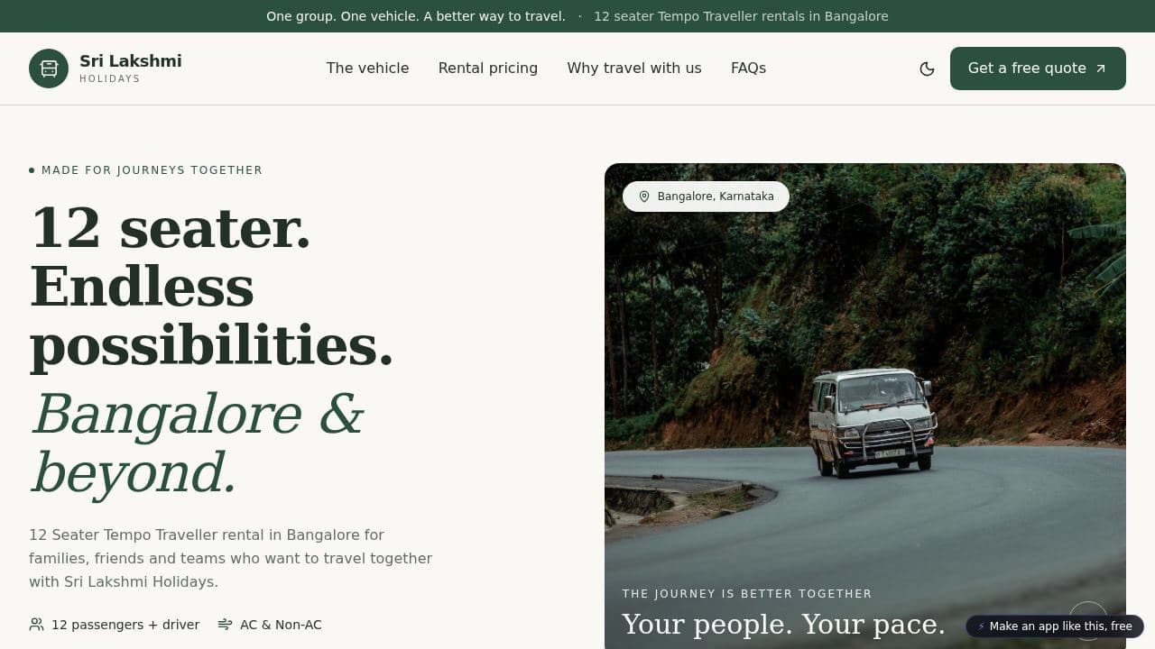Screenshot of Sri Lakshmi Holidays