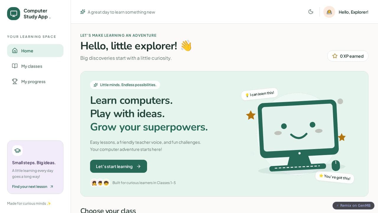 Screenshot of Computer Study App