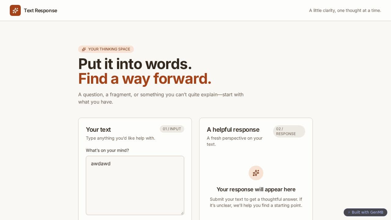 Screenshot of Text Response