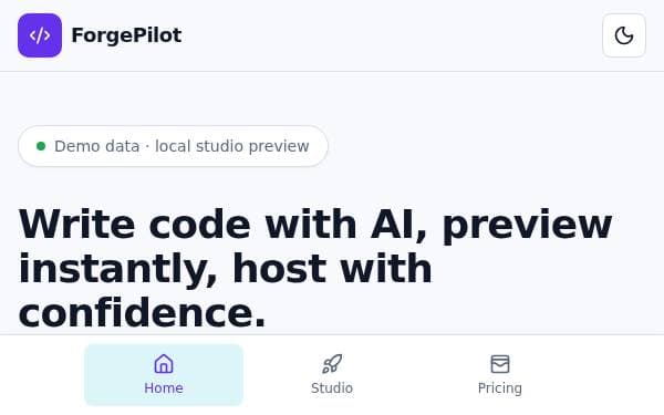 Screenshot of ForgePilot Studio