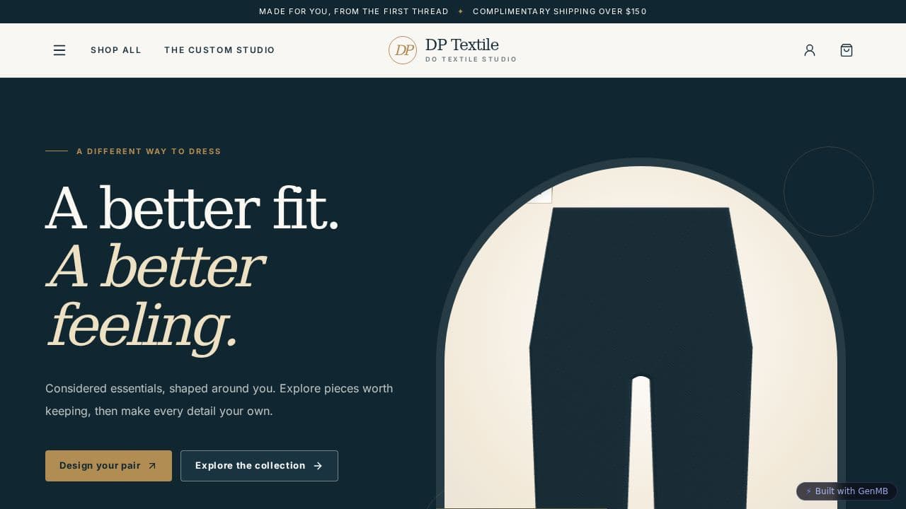 Screenshot of DP Textile Store
