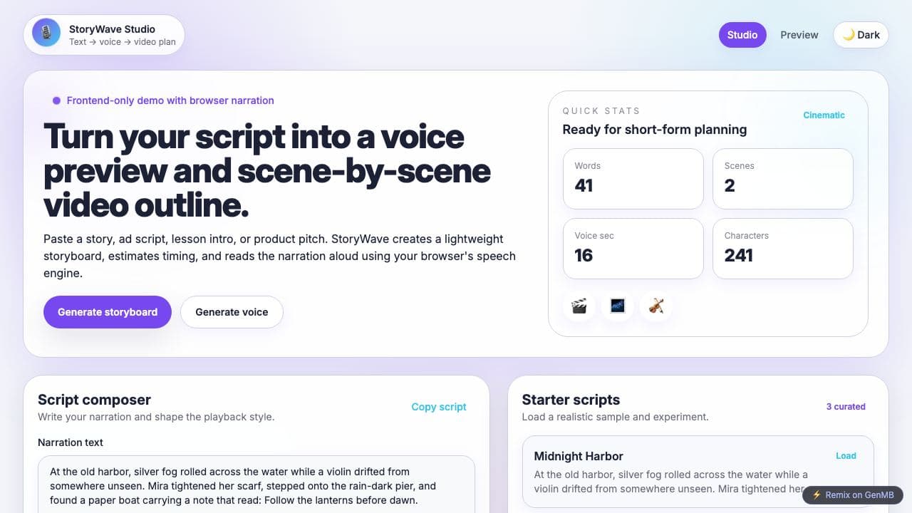 Screenshot of StoryWave Studio