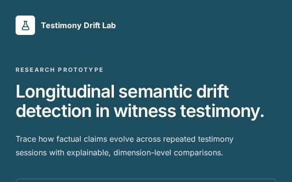 Screenshot of Testimony Drift Tracker