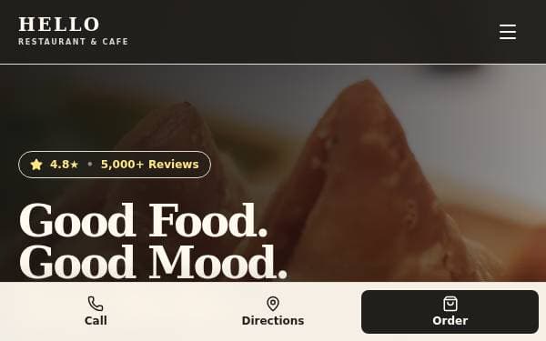 Screenshot of Hello Restaurant Website