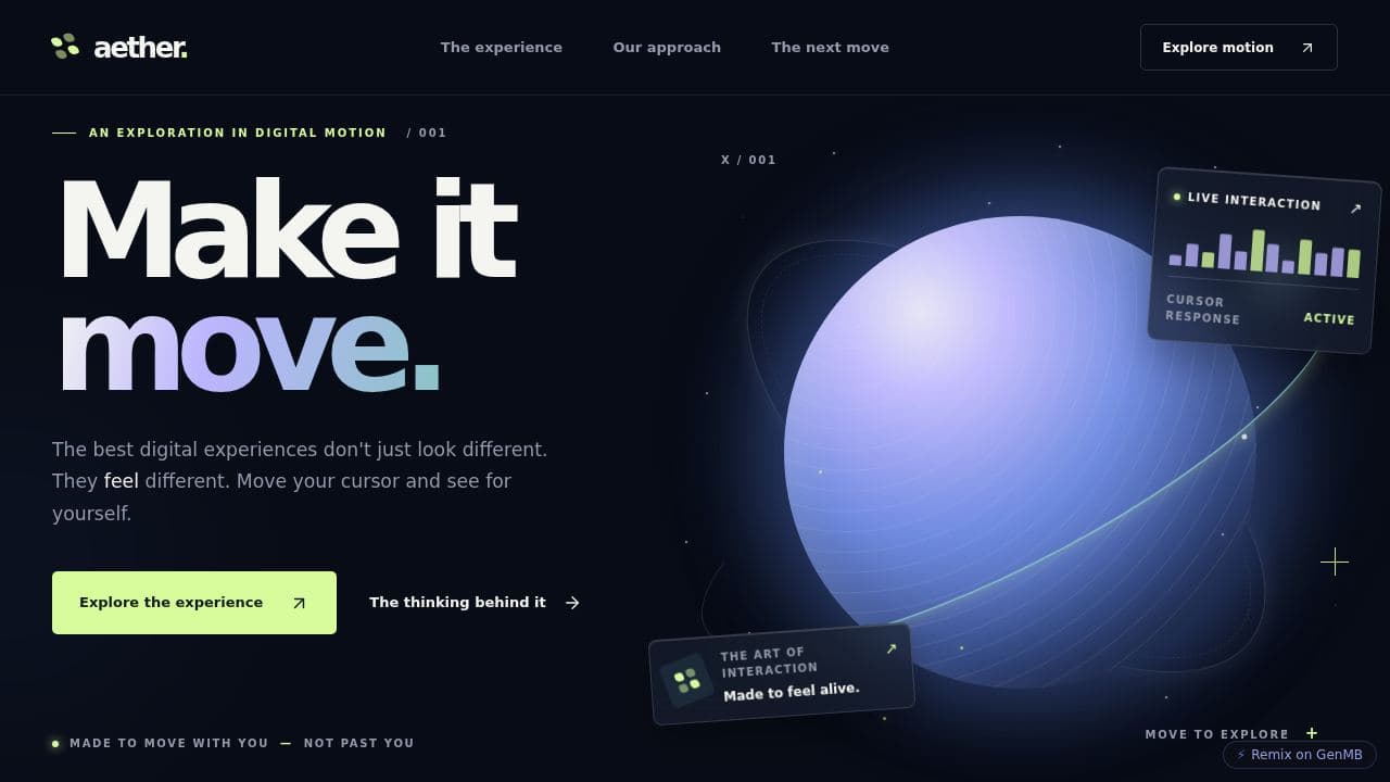 Screenshot of Interactive Parallax Motion
