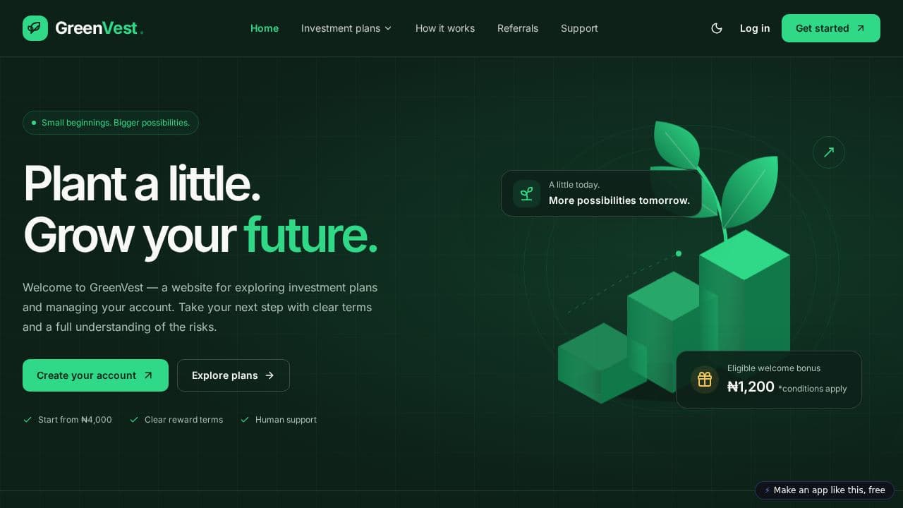 Screenshot of GreenVest Investment