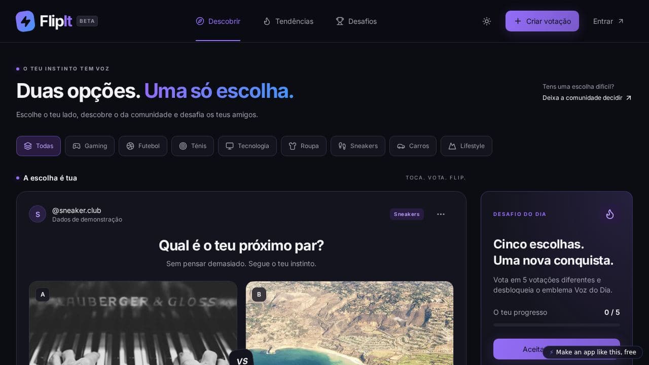 Screenshot of FlipIt Social