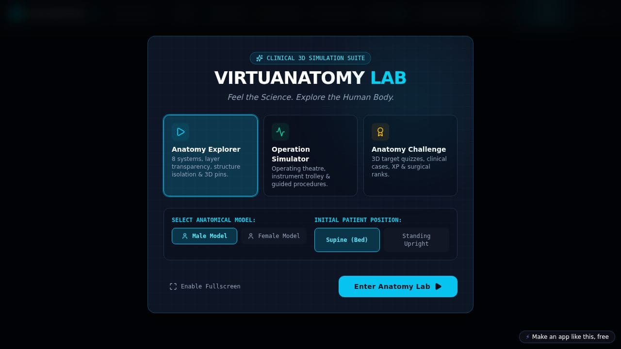 Screenshot of VirtuAnatomy Lab