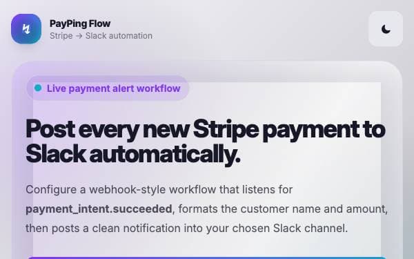 Screenshot of PayPing Flow
