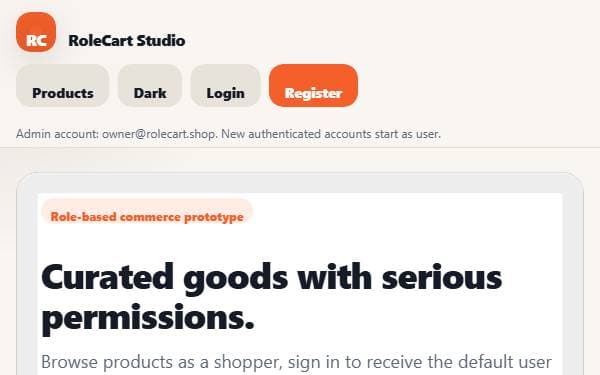 Screenshot of RoleCart Studio