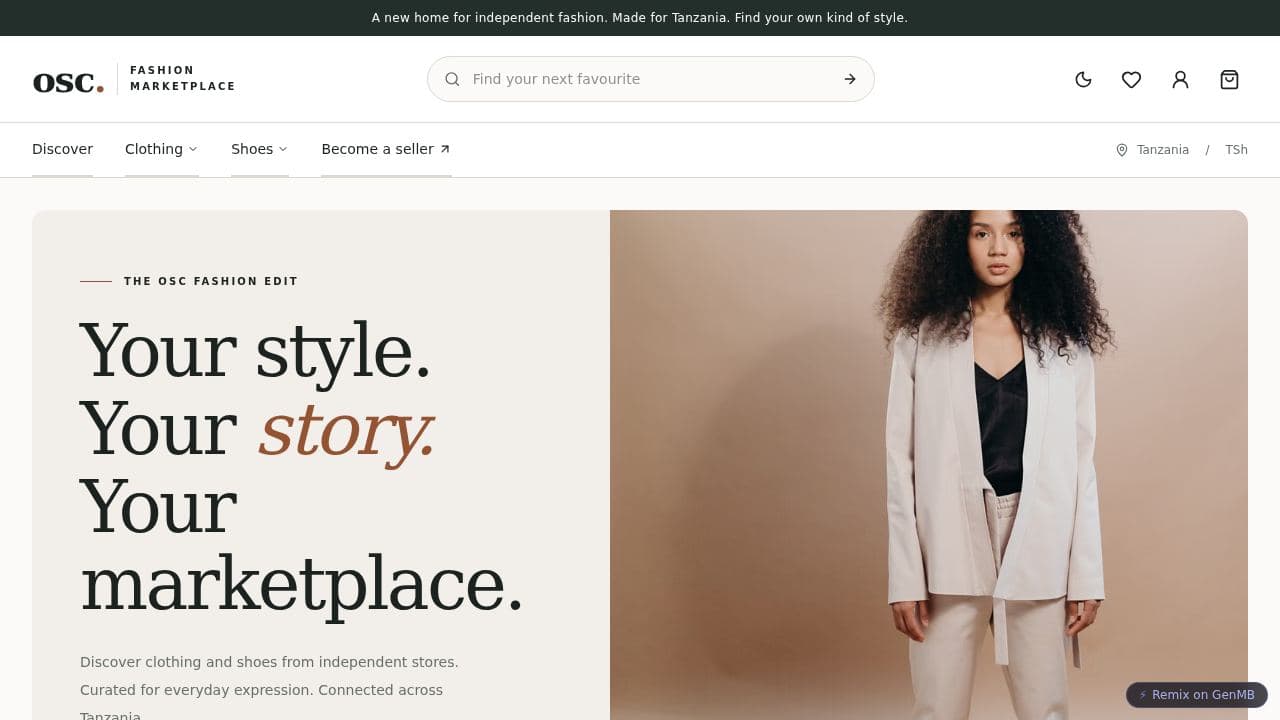 Screenshot of OSC Fashion Marketplace