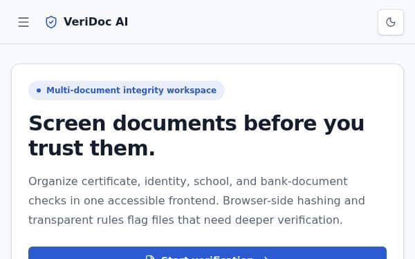 Screenshot of Document Verification AI