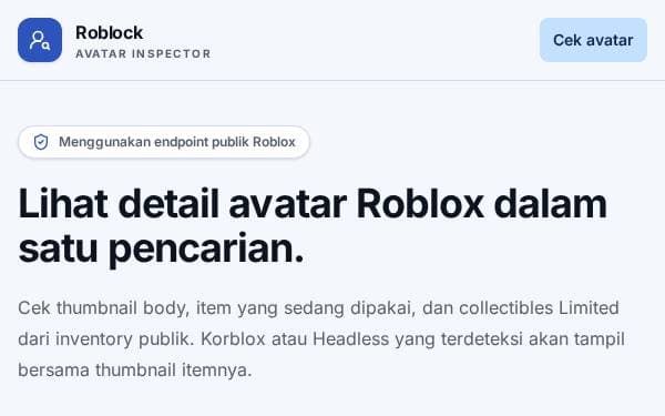 Screenshot of Roblox Avatar Inspector