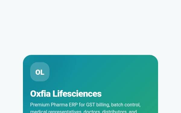 Screenshot of Oxfia Pharma ERP