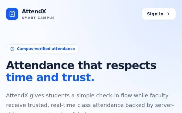 Screenshot of AttendX Smart Attendance