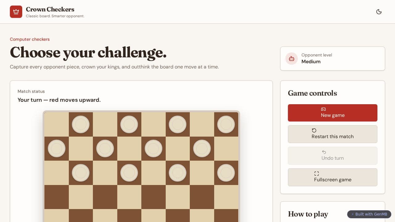 Screenshot of Crown Checkers