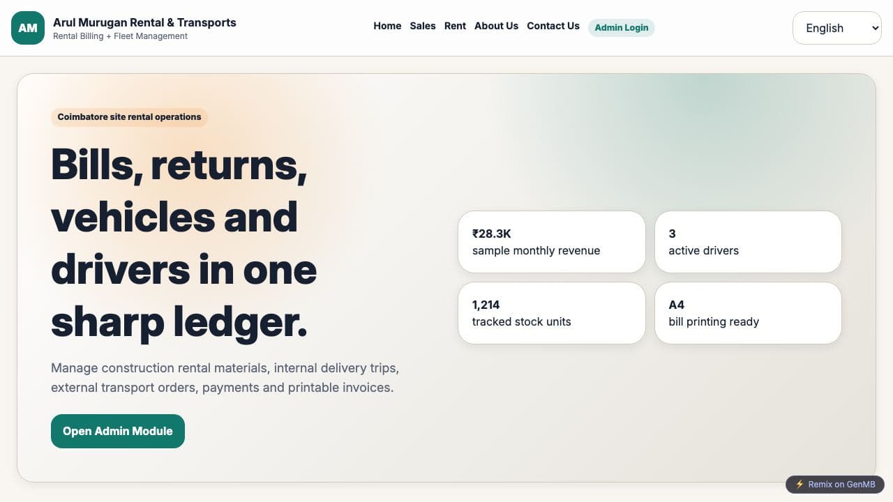 Screenshot of FleetRent Ledger