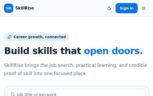Screenshot of SkillRise Career Platform