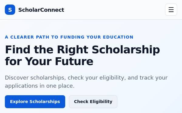 Screenshot of ScholarConnect Portal