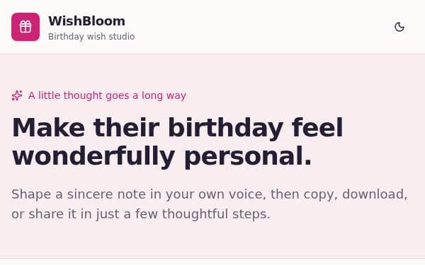 Screenshot of WishBloom Studio