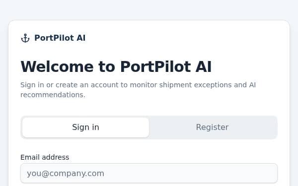 Screenshot of PortPilot AI Dashboard