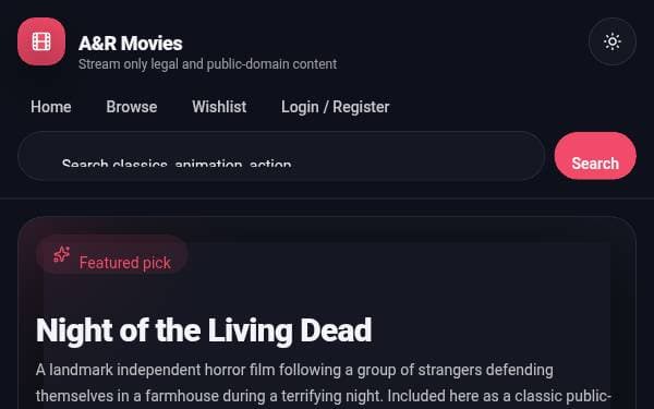 Screenshot of A&R Movies