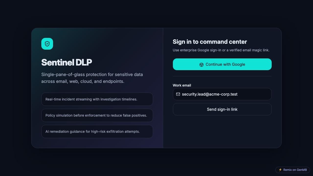 Screenshot of Sentinel DLP