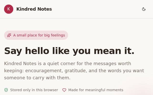 Screenshot of Kindred Notes
