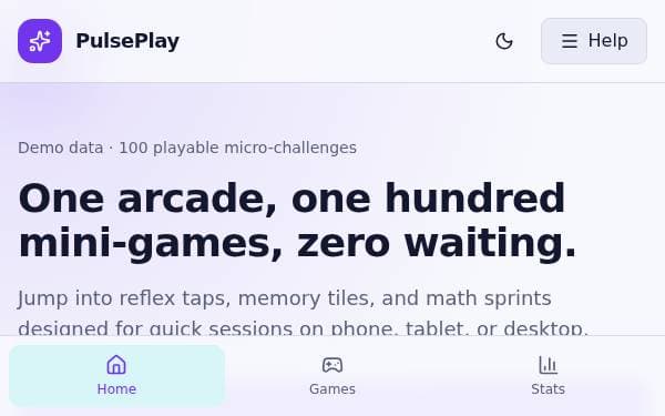 Screenshot of PulsePlay Arcade