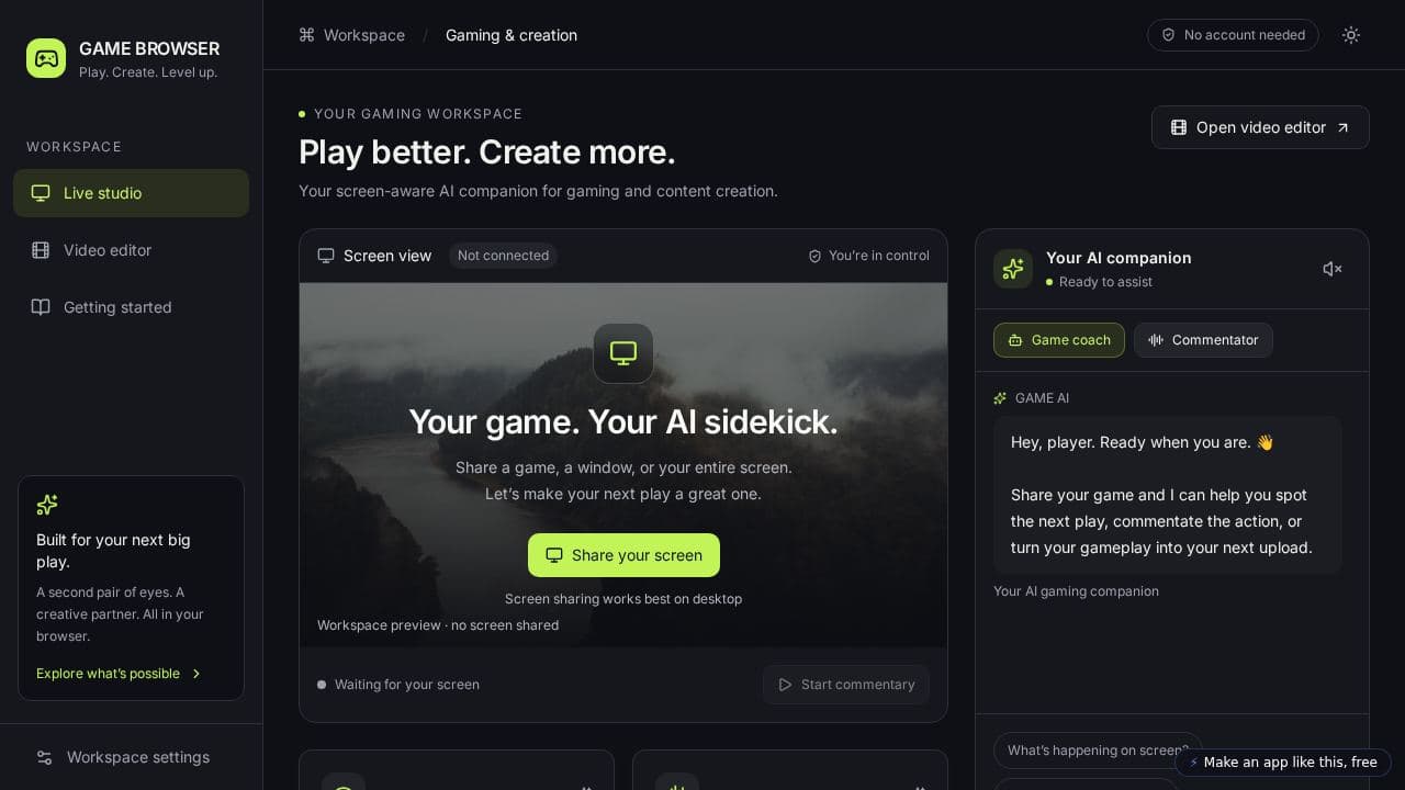 Screenshot of AI Gaming Studio