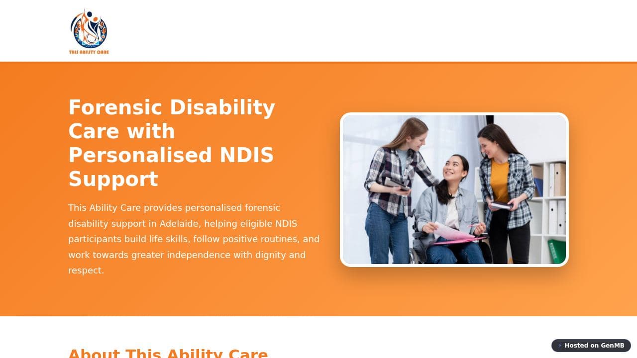 Screenshot of Forensic Disability Service in Adelaide | NDIS Service Provider Adelaide | This Ability Care