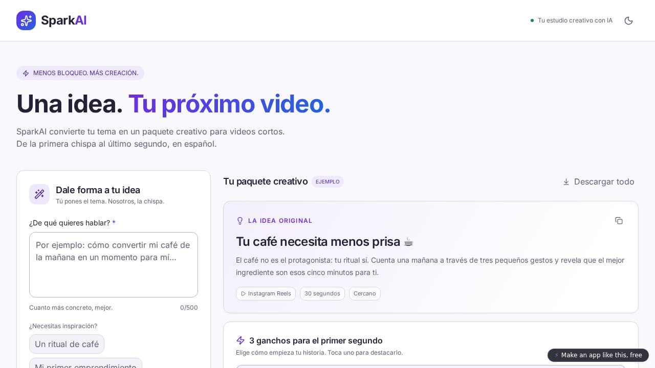 Screenshot of SparkAI Videos