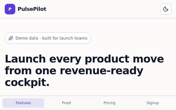 Screenshot of PulsePilot Launch