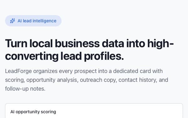Screenshot of LeadForge Cards