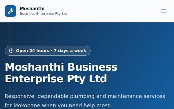 Screenshot of Moshanthi Plumbing Services